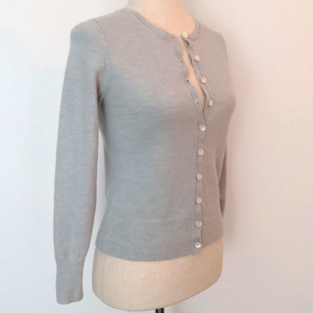 Merino Wool Soft Blue Cardigan Sweater Sz S